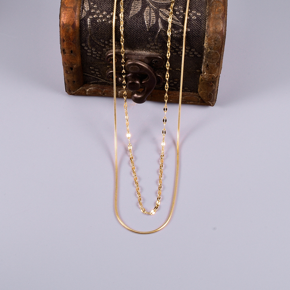 Wholesale Bijoux Chaîne En Os De Serpent Collier En Acier Titane Double Couche Nihaojewelry display picture 1