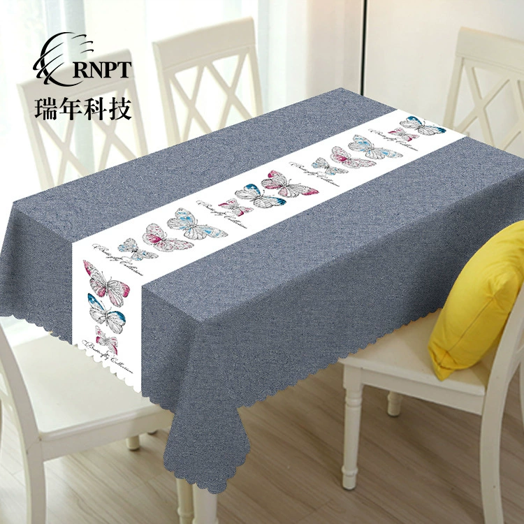 Ruinan [Новый продукт Горячая продажа] Серо-синяя скатерть с принтом бабочки прямоугольная скатерть из ПВХ водонепроницаемая скатерть