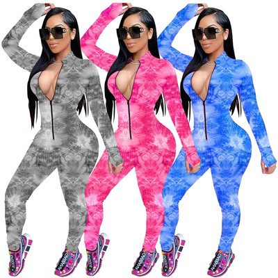 2020 new pattern Amazon wish Europe and America Explosive money fashion Self cultivation printing zipper Long sleeve Women's all in one pants
