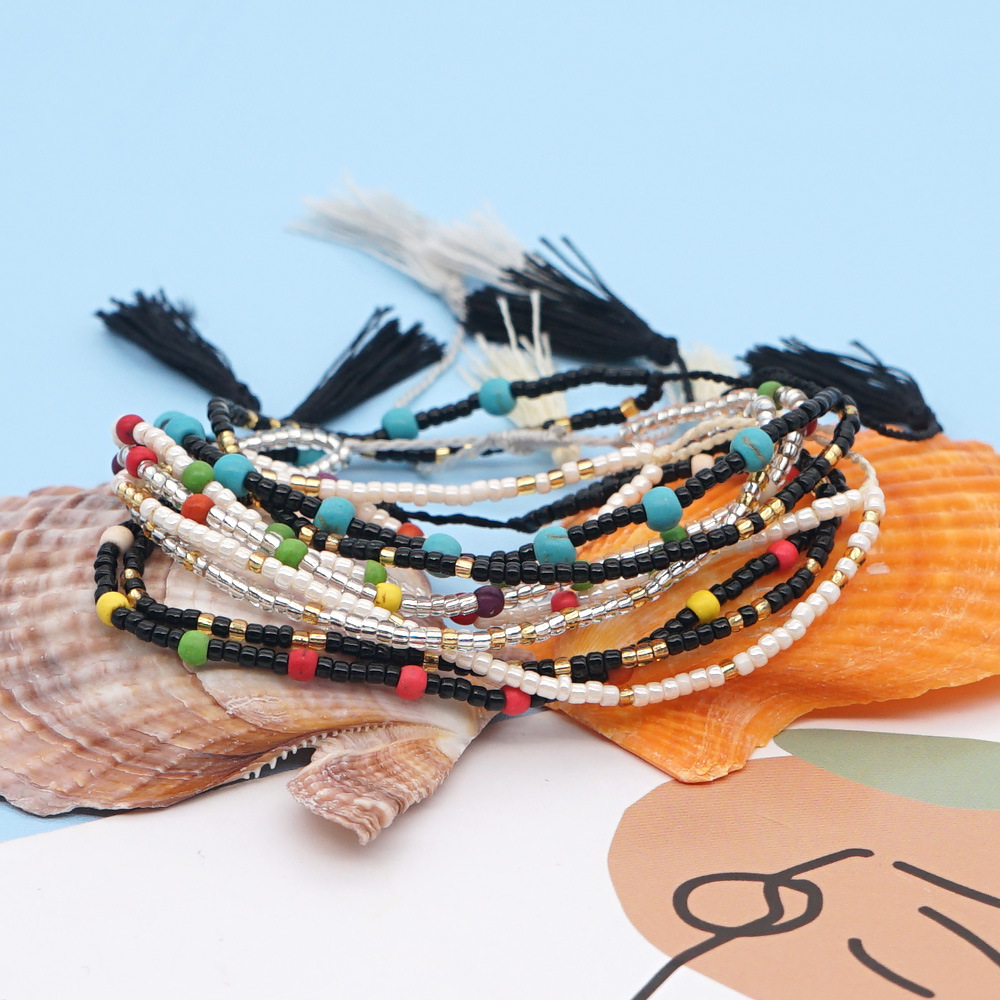 fashion wild rice beads handwoven multilayer beaded tassel braceletpicture2