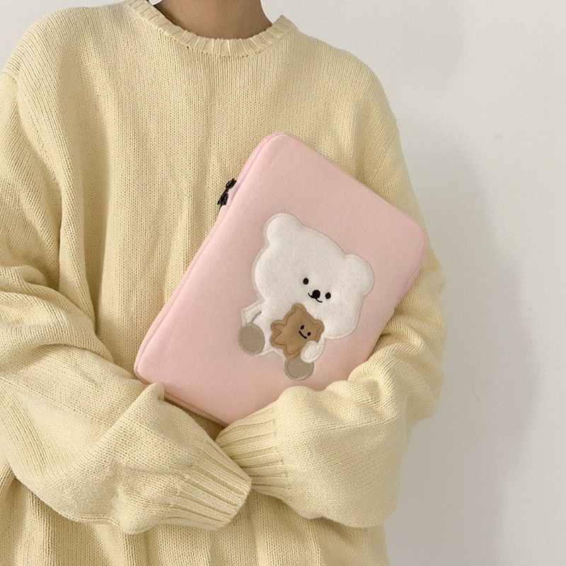 Korean Cute Bear Mac Apple Laptop Bag Female Student Bag11-inch13-inch Liner Bag Protective Cover