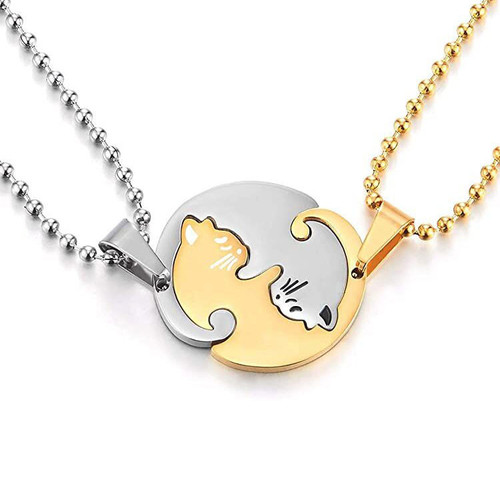 Amazon titanium steel necklace cat couple sweater chain women's winter chain accessories men's pendant hip-hop jewelry