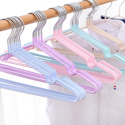 Household plastic-impregnated clothes hangers for drying, non-slip stainless steel clothes hangers, traceless clothes drying racks, creative metal clothes hangers