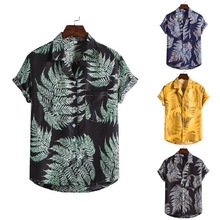 2024夏威夷靓花系列菜菜风格特色高品质西装领短袖衬衣男士可代发