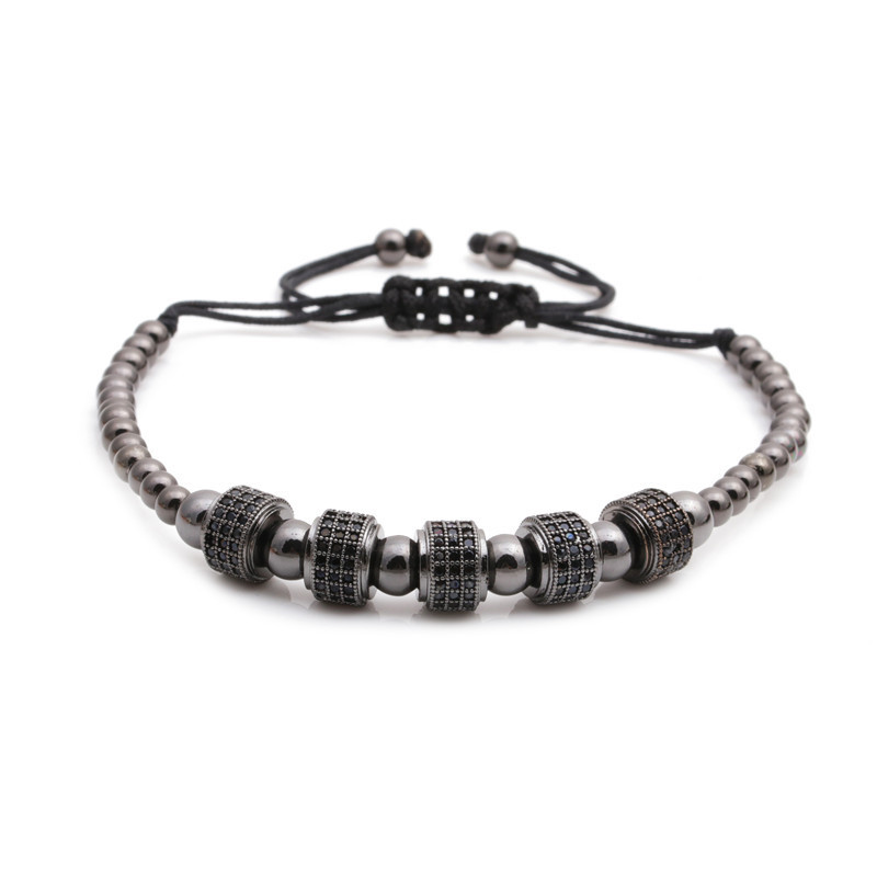 Fashion stainless steel Roman letter adjustable copper braided bracelet set