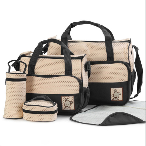 Cross-border  New Mommy Bag 5-Piece Set Multifunctional Baby Products Large Capacity Convenient to Carry Mommy Bag Wholesale