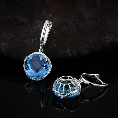 Fashionable citrine silver-plated gold inlaid amethyst sea blue topaz colored gemstone open ring for women