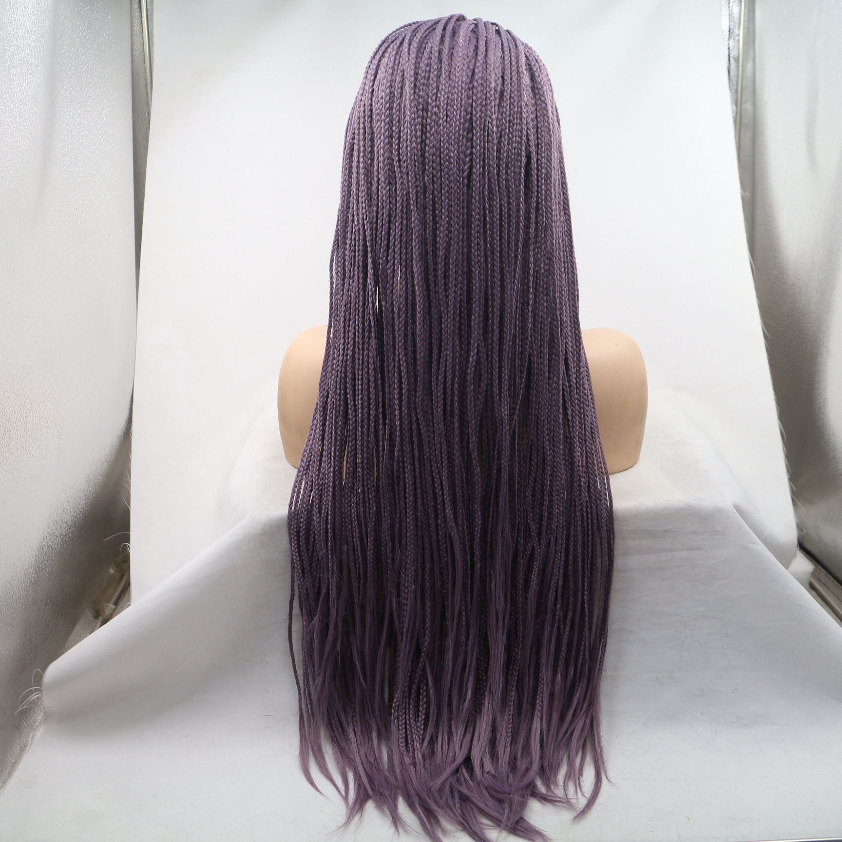 Comercio exterior Europa y América moda fibra química pelucas mujeres púrpura oscuro cabello largo recto trenzas de seda de alta temperatura cubierta de cabeza al por mayor