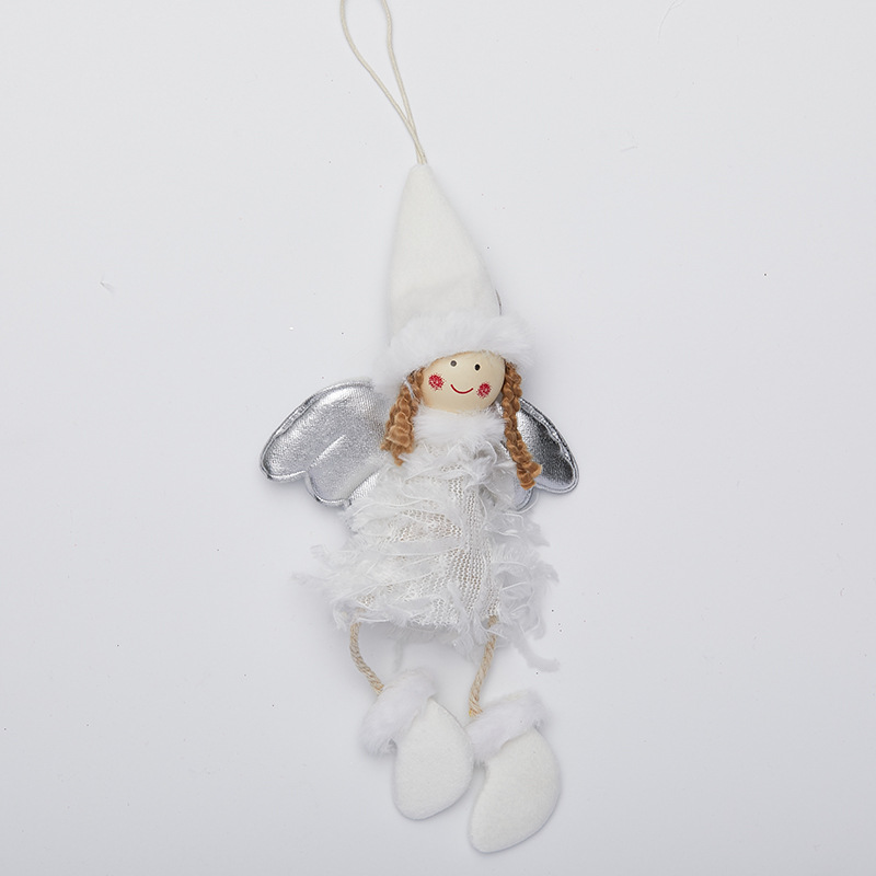 Angelina de Navidad colgante de peluche plumas adornos lindos colgantes con lámparas Angel Doll accesorios de decoración de árbol de Navidad