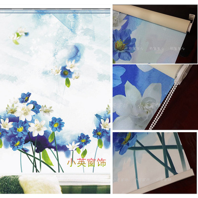 Blinds Coloured drawing Manual Raju curtain kitchen TOILET door curtain thickening shading Rolling curtain 3d printing