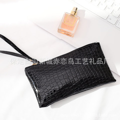 Black Caiman Print Minimalist Handbag Coin Purse Grab Bag E-commerce Black Unisex Fashion Small Bag