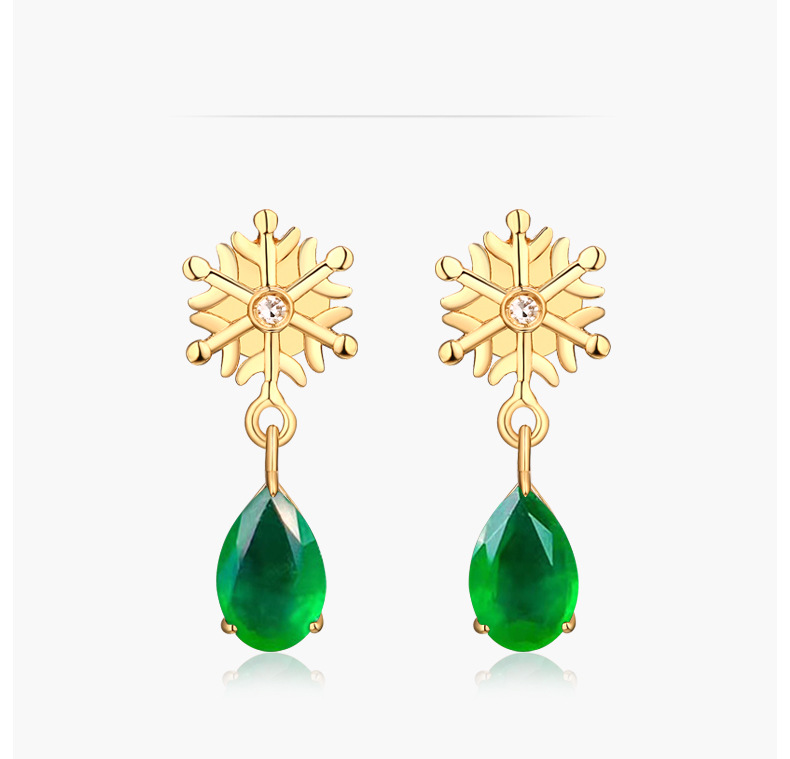 Fashion Bracelet Emerald Ring Snowflake Green Tourmaline Earrings Plated 18k Gold Necklace Set display picture 3