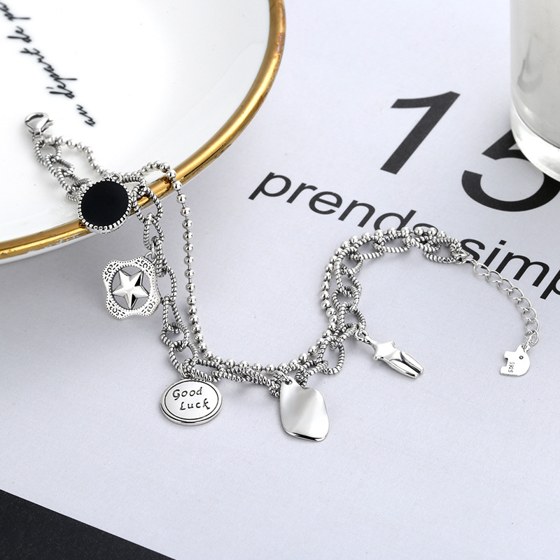 S925 Sterling Silver Bracelet personalized fashion multi-layer lucky Bracelet