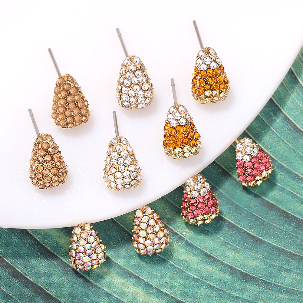 Korean Color Diamond Gradient Drop Retro Fashion New Alloy Earrings display picture 7