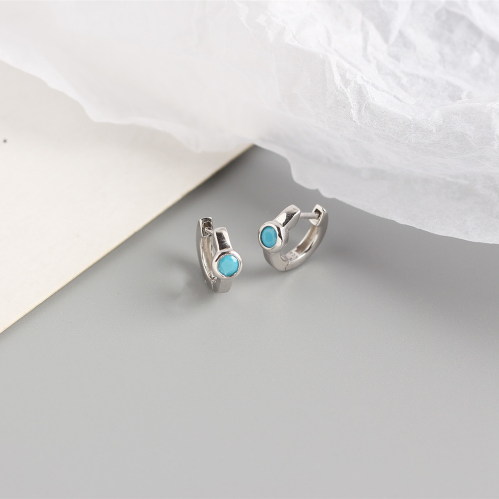 Geometric Pattern Women'S Gender Fashion Style S925 Sterling Silver Blue Zircon Ear Buckle Wholesale Nihaojewelry