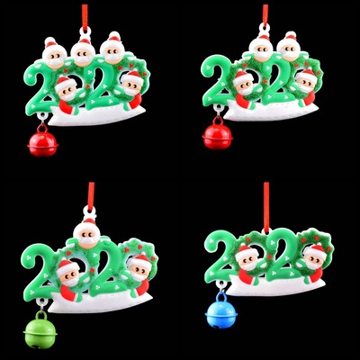 2020 Cross border PVC Mask Santa Claus Christmas Wall Small bell decorate Wall stickers Christmas Pendant