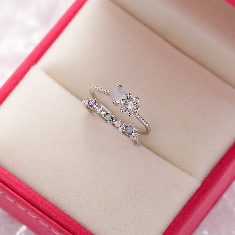 Korea fashion diamond crystal zircon flower ring micro inlaid sweet wild love flower ring wholesale nihaojewelrypicture10