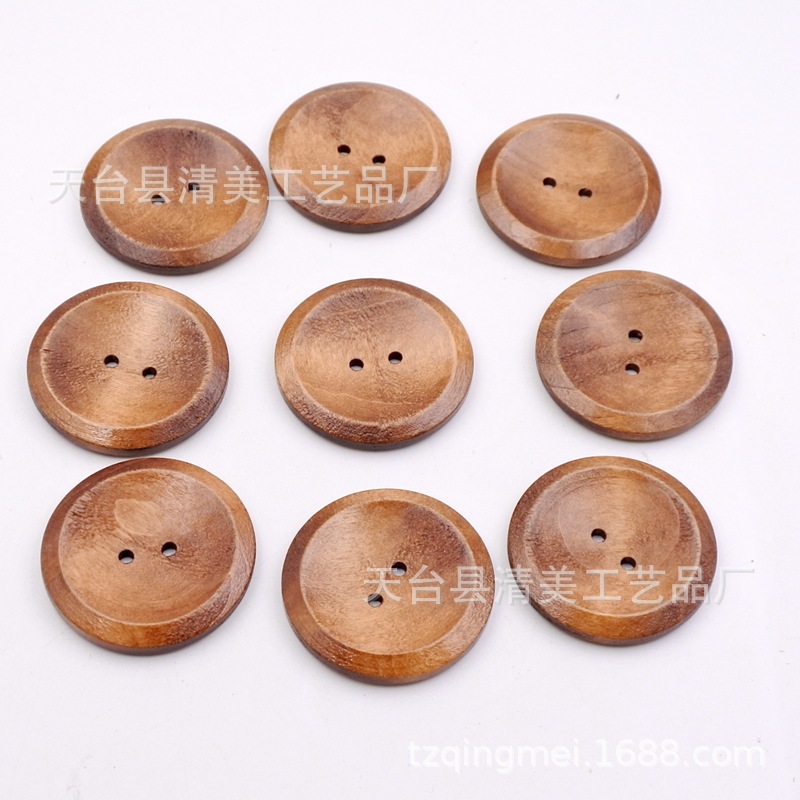 Botón de abrigo de cuatro ojos de 40mm hebilla de abrigo de madera decorativa de madera 30 piezas por paquete