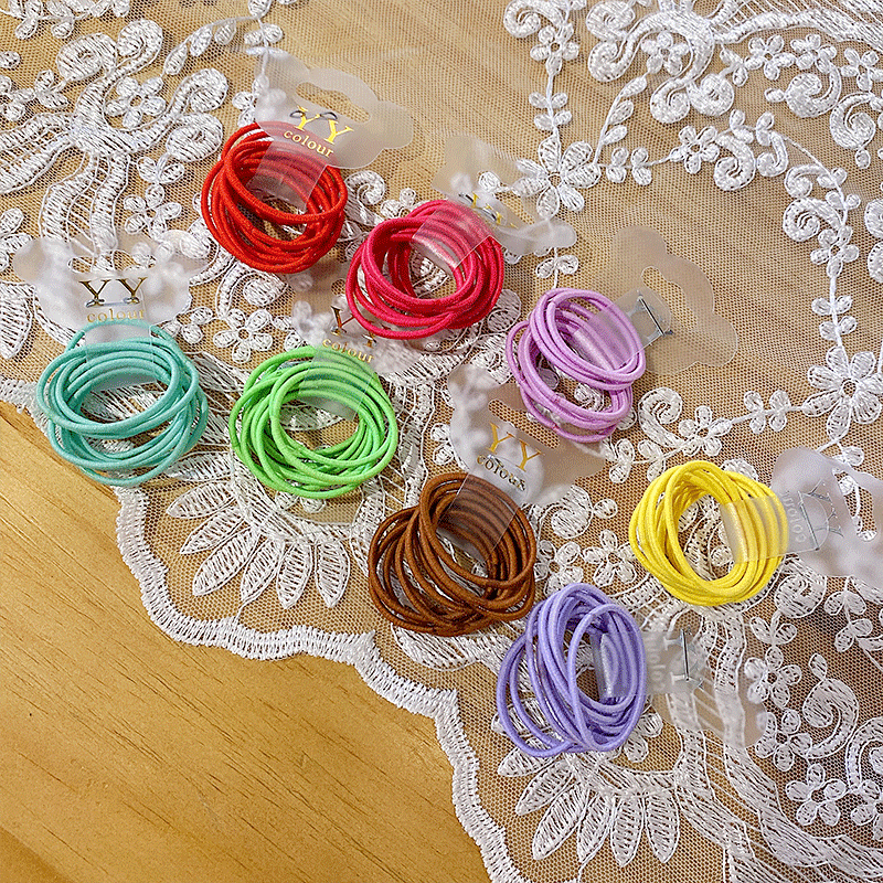 children Basics pinkycolor Smooth Hairpin Simplicity High elasticity baby Hair rope student Solid rubber string