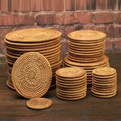 Manufacturer wholesale Vietnamese autumn rattan rattan coaster pot mat dining table insulation mat teapot mat purple sand pot mat tea set accessories