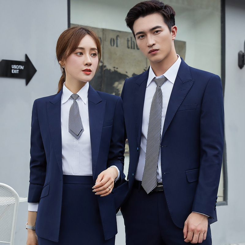 2020新款男女同款职业西装销售前台房地产工作服西服套裙职业套装