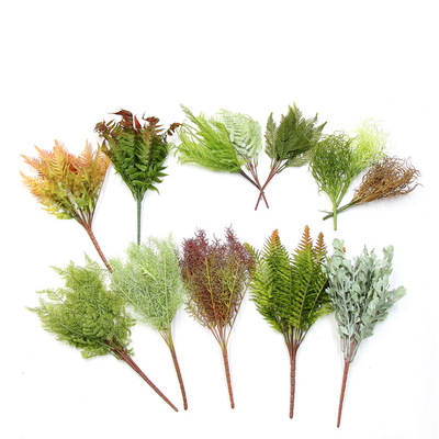 仿真植物清仓处理外贸尾单装饰叶子植物墙叶材把束手感仿真植物|ru