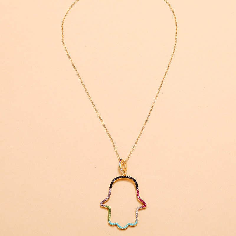 Einfache Farbe Diamant Geometrische Hohle Halskette Großhandel Schmuck Nihaojewelry display picture 4