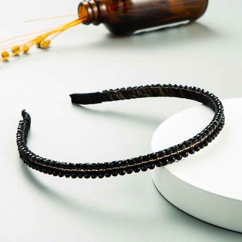 Korea New Crystal Korean Fashion Color Rice Beads Thin Handmade Headband For Women display picture 5