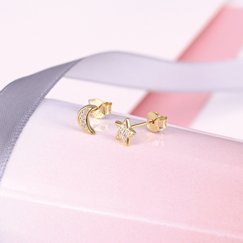 8g Weight Rhinestones Inlay Material Ear Studs Classification 1 Pair Quantity 1 Pair 925 Sterling Silver Rhinestones Star Ear Studs
