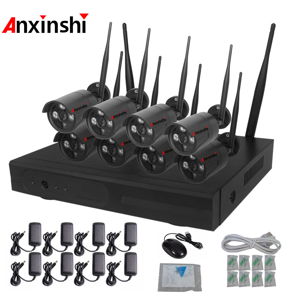 Sicherheitsüberwachung drahtloses WLAN-Kamera-Set 8-Kanal drahtloses NVR-Set Festplatte Video-Rekorder Netzwerkkamera