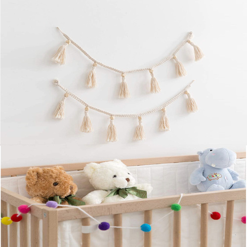 Bohemian Home Decor Ins Nordic Style Children's Room Fringe Flower Fringe Basket Wall Hanging Decor
