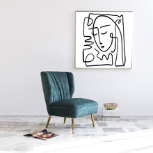 复古艺术客厅装饰画线条女人物沙发背景墙小众壁画整套组合挂画