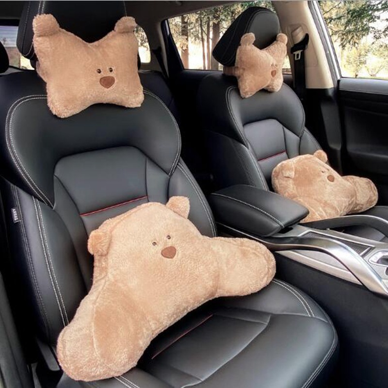 Car Summer Pillow Lumbar Cushion Cute Bear Car Seat Lumbar Support Girls Office Waist Four Seasons Supplies