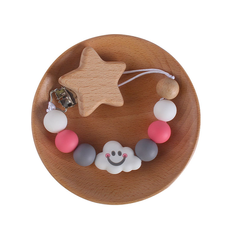 DIY juguete creativo para niños mordedor de dibujos animados nube de silicona molar Cadena de pezón cadena anti-caída Amazon Venta caliente