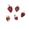 Fruit three dimensional strawberry, metal earrings with accessories, pendant, handmade