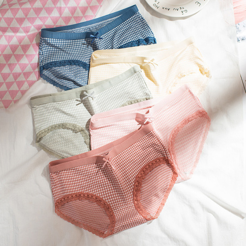 New Color Cotton Lace Antibacterial Underwear Girls Modal Girls Cute Mid-waist Briefs Factory Wholesale