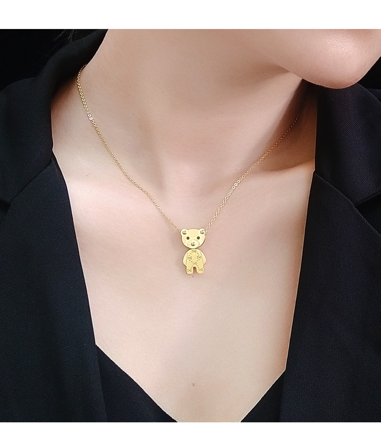 Simple Bear Stainless Steel Material Plated Necklace display picture 3