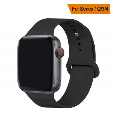 現貨適用iwatch蘋果12345代矽膠表帶 單色智能運動手表腕帶替換帶