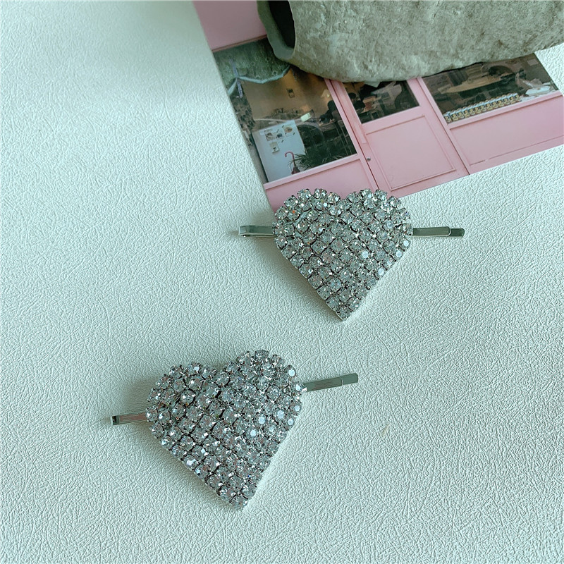 Personality Full Diamond Three-dimensional Curved Love Hairpin Super Fairy Heart-shaped Sweet Side Clip Hair Accessories Hairpin Wholesale Nihaojewelry display picture 8