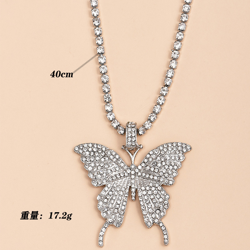 Fashion Full Diamond Butterfly Necklace display picture 2