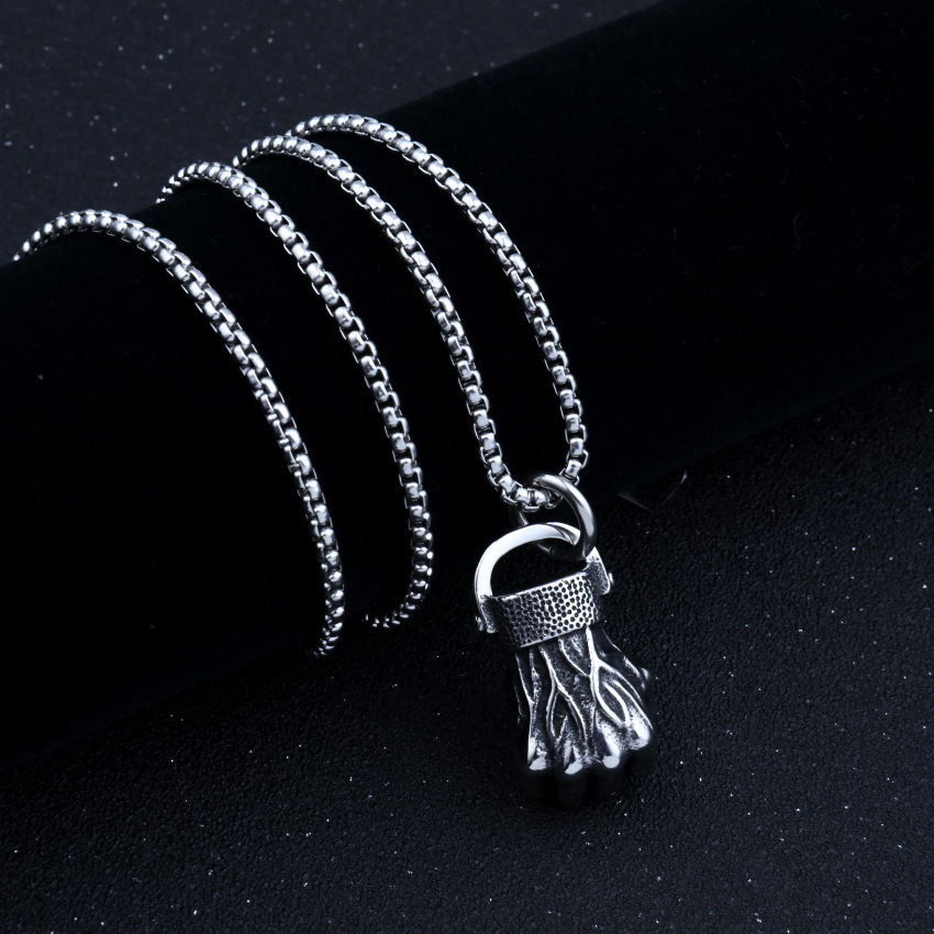 Fist Pendant Necklace For Men In Titanium Steel Trendy Accessory_voghion.com