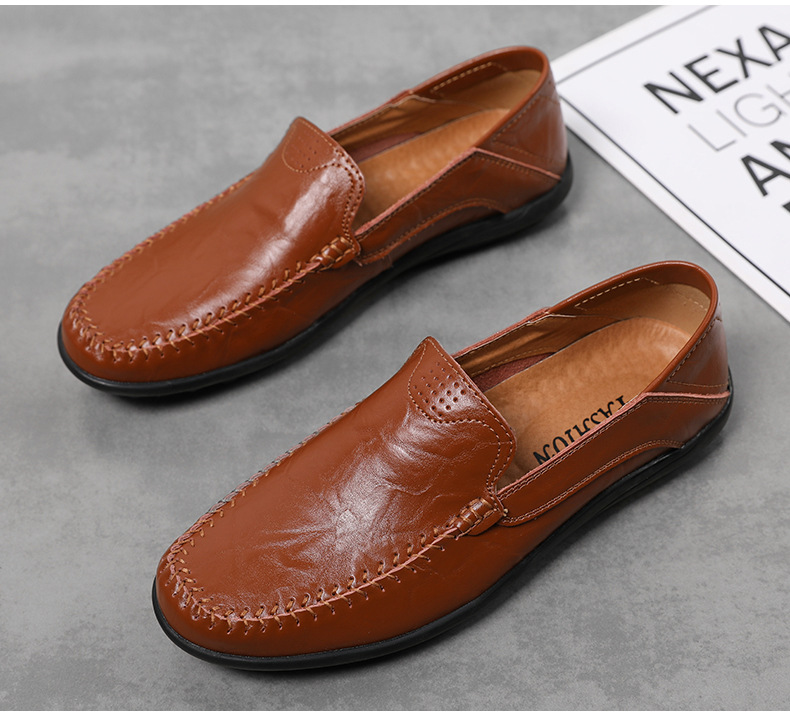 Herren Flache Sommerschuhe mit Metallschloss zum Reinschlüpfen, Faule Halbschuhe, lässige Mokassins, bequeme Fahrschuhe, Hochzeitsfeierschuhe_voghion.com