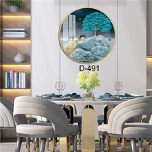 北歐客廳裝飾畫沙發背景牆壁畫山水風景圓形掛畫餐廳現代玄關掛畫