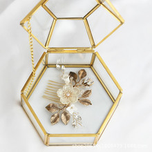 新款复古新娘小巧发梳做旧色贝壳花多陶瓷发梳ebay货源厂家直销