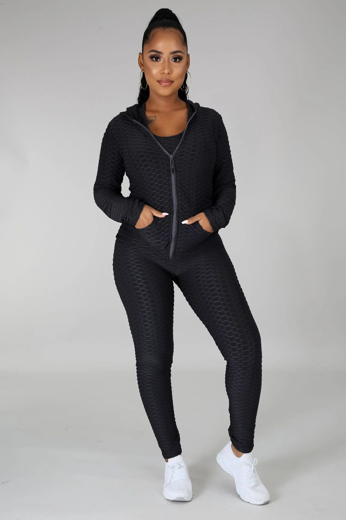 Three-piece Solid Color Jacket And Trousers And Vest Sports Suit