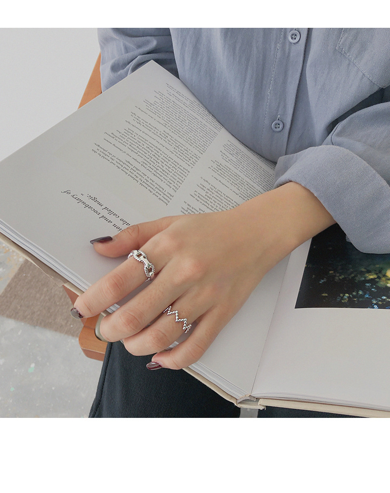 Korean S925 sterling silver twist chain open ring