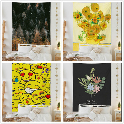 挂毯北欧梵高艺术仿油画向日葵自画像背景仙人掌民宿装饰挂布