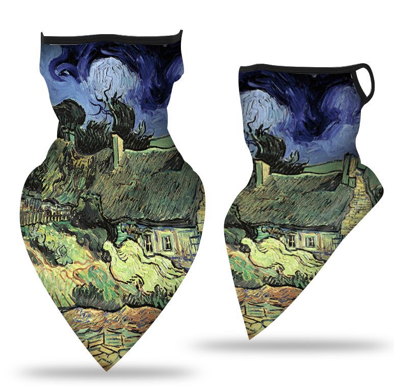 Oído-colgando triángulo bufanda hielo malla de seda máscara transpirable cuello cubierta al aire libre equitación pesca a prueba de viento protector solar cara toalla bufanda