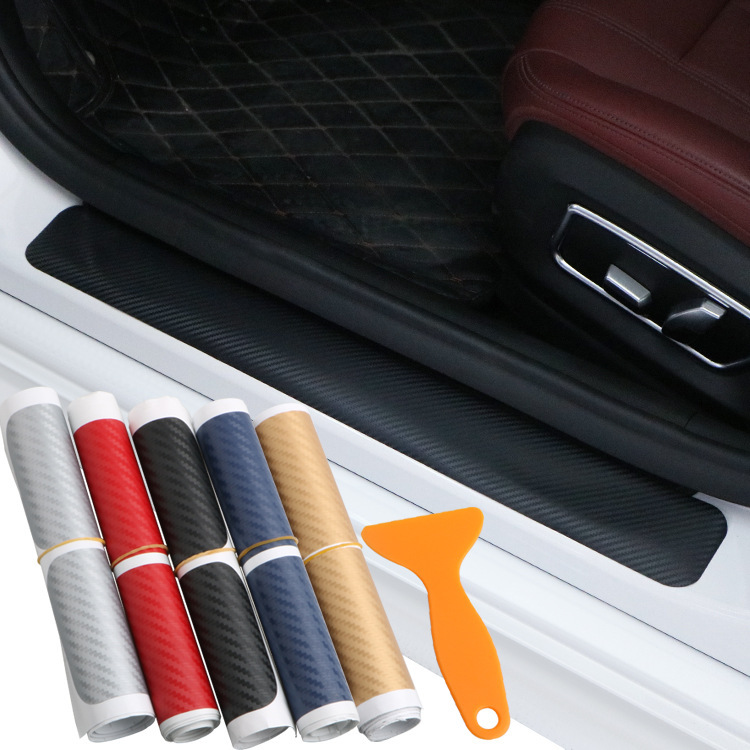 Car door sill carbon fiber sticker door anti-scratch strip anti-kick film protection pad sill strip carbon fiber sticker Universal