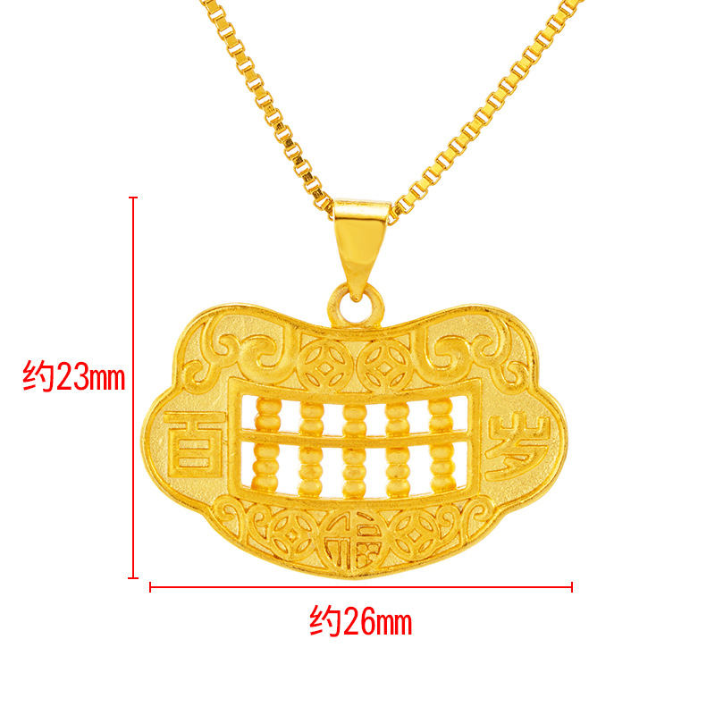 Estilo étnico Ábaco cobre plateado 24K oro colgante para las mujeres al por mayor simple Vietnam arena oro larga vida cerradura joyería colgante
